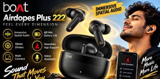 boAt Airdopes Plus 222 TWS Earbuds: 60 घंटे की बैटरी और Spatial Audio के साथ सर्वश्रेष्ठ विकल्प boAt Airdopes Plus 222
